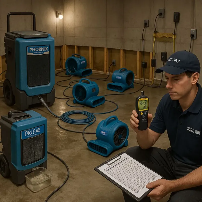Structural Drying and Dehumidification process in Pottstown, PA